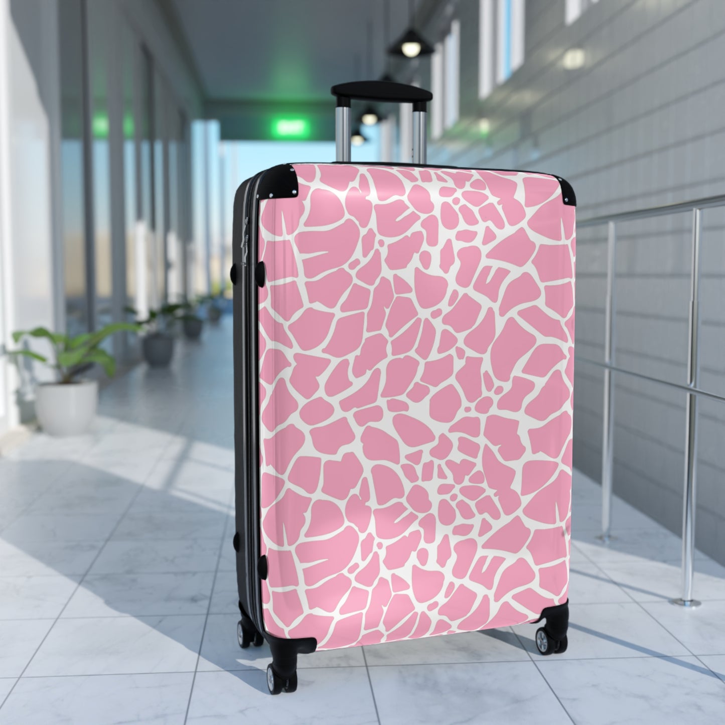 Pink Giraffe Print Suitcase