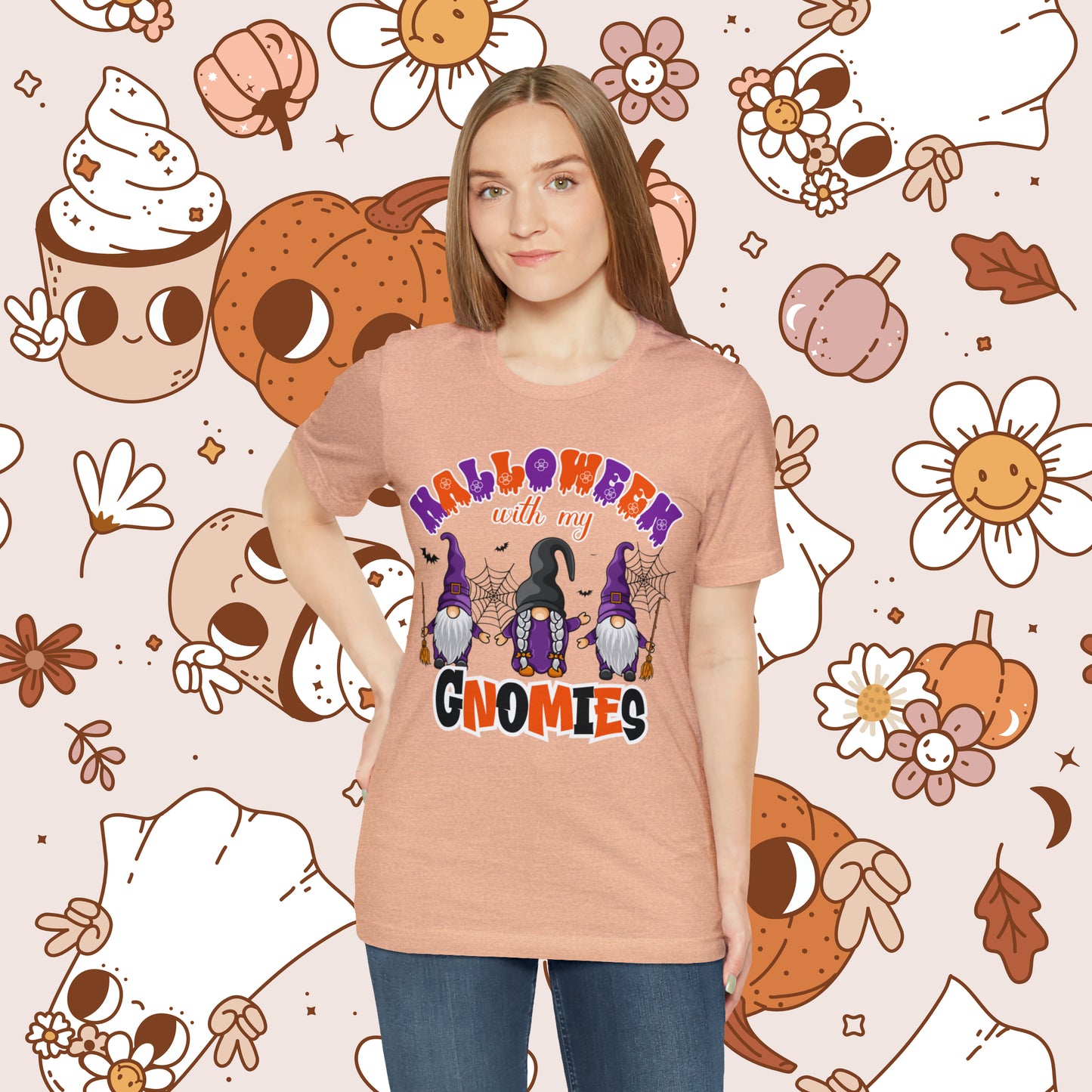 Halloween with my Gnomies Unisex Jersey Short Sleeve Tee Gifts for Him Gifts for Her