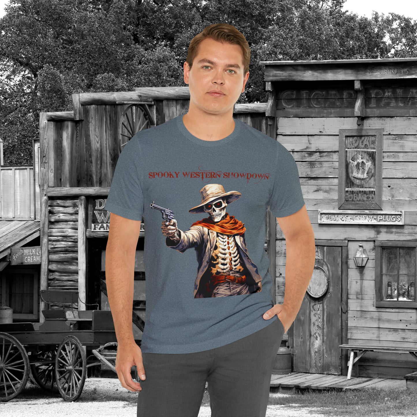 Spooky Western Showdown Western Halloween Unisex Jersey Short Sleeve Tee Gifts For Her Gifts For Him