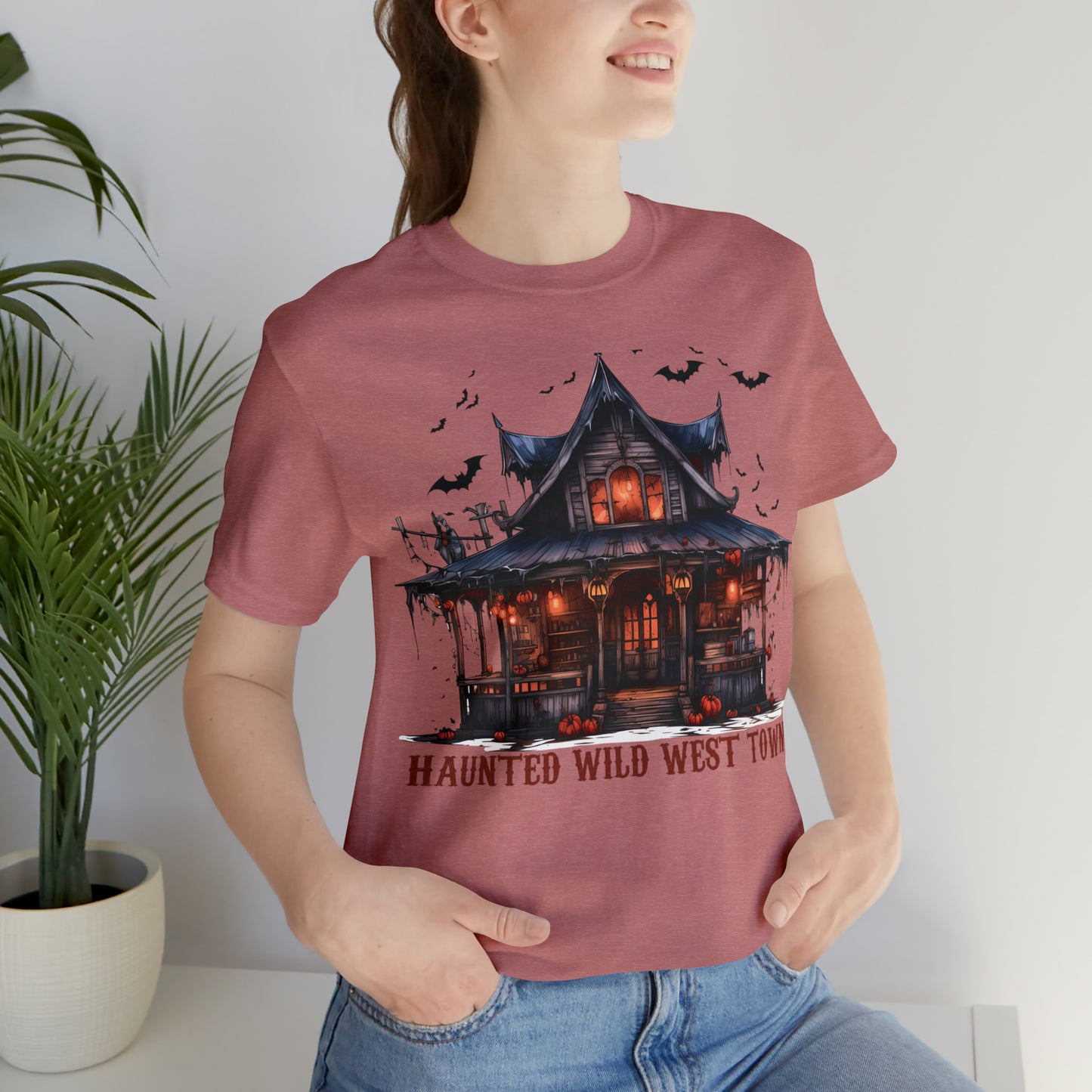 Haunted Wild West Town Halloween Western Unisex Jersey Short Sleeve Tee Gifts for Him Gifts For Her