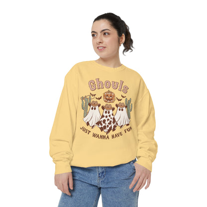 Ghouls Just Wanna Have Fun Western Halloween Unisex Garment-Dyed Sweatshirt