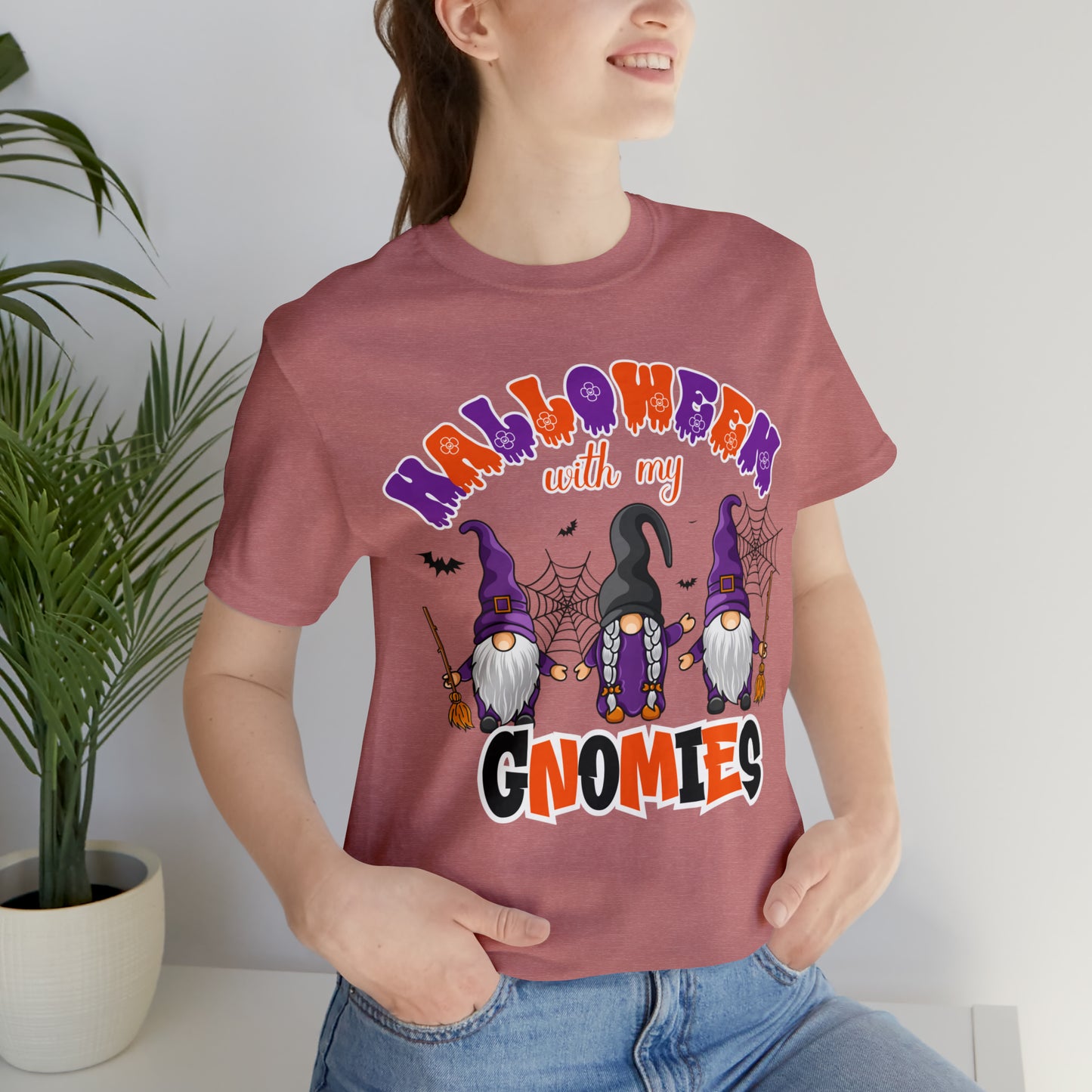 Halloween with my Gnomies Unisex Jersey Short Sleeve Tee Gifts for Him Gifts for Her