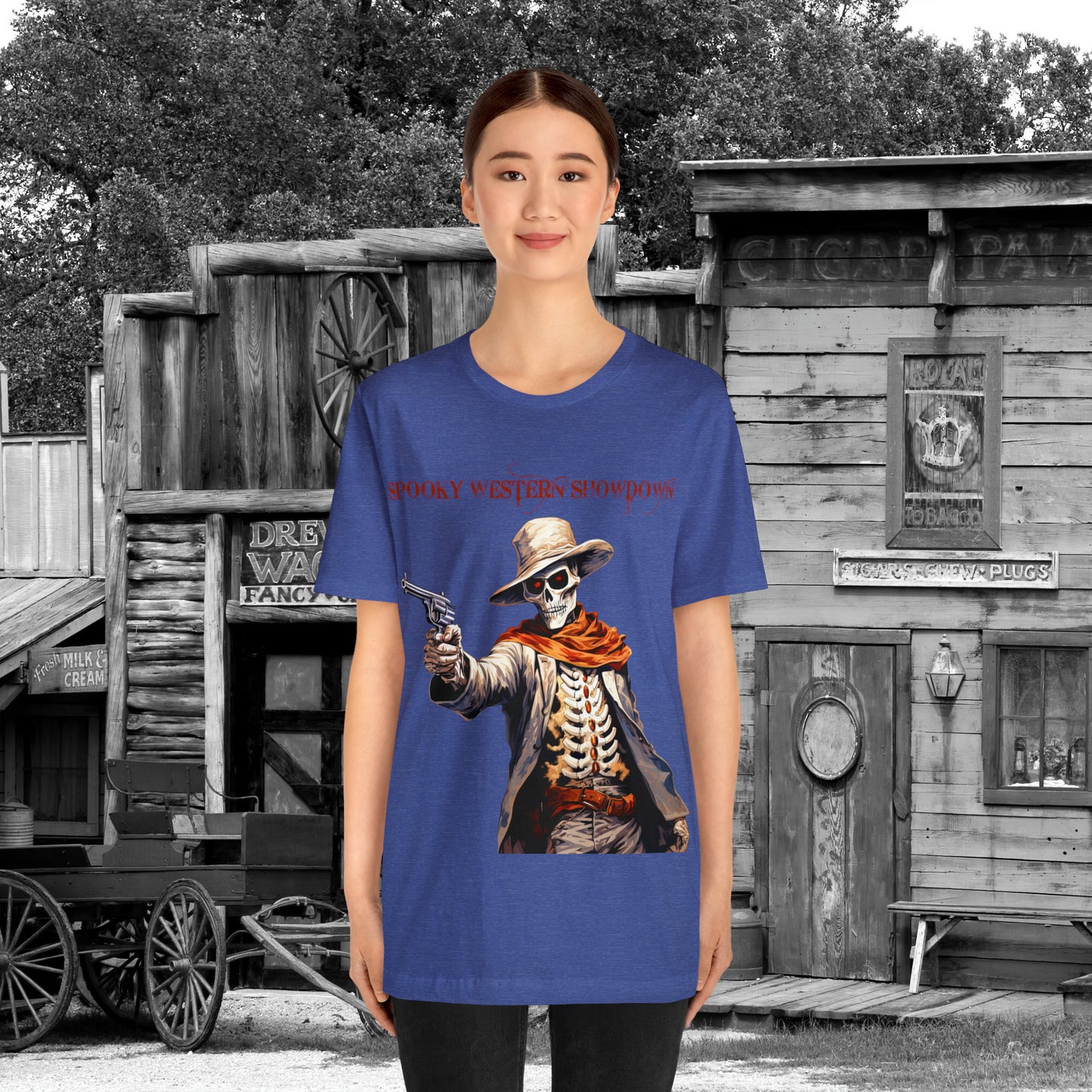 Spooky Western Showdown Western Halloween Unisex Jersey Short Sleeve Tee Gifts For Her Gifts For Him