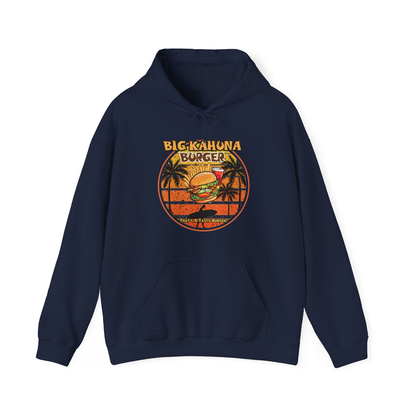 Big Kahuna Burger  Unisex Heavy Blend™ Hooded Sweatshirt Cozy Movie Magic, Burger Lover's Delight.