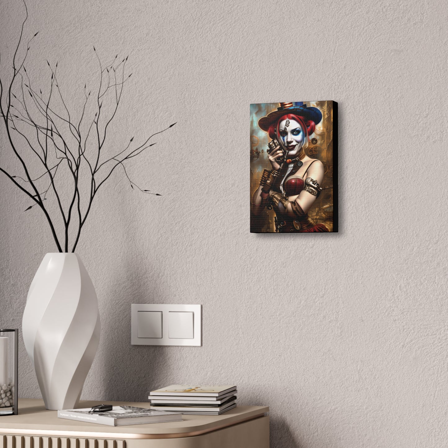 Hyper Realistic Steampunk Harley Quinn Canvas Stretched, 1.5''