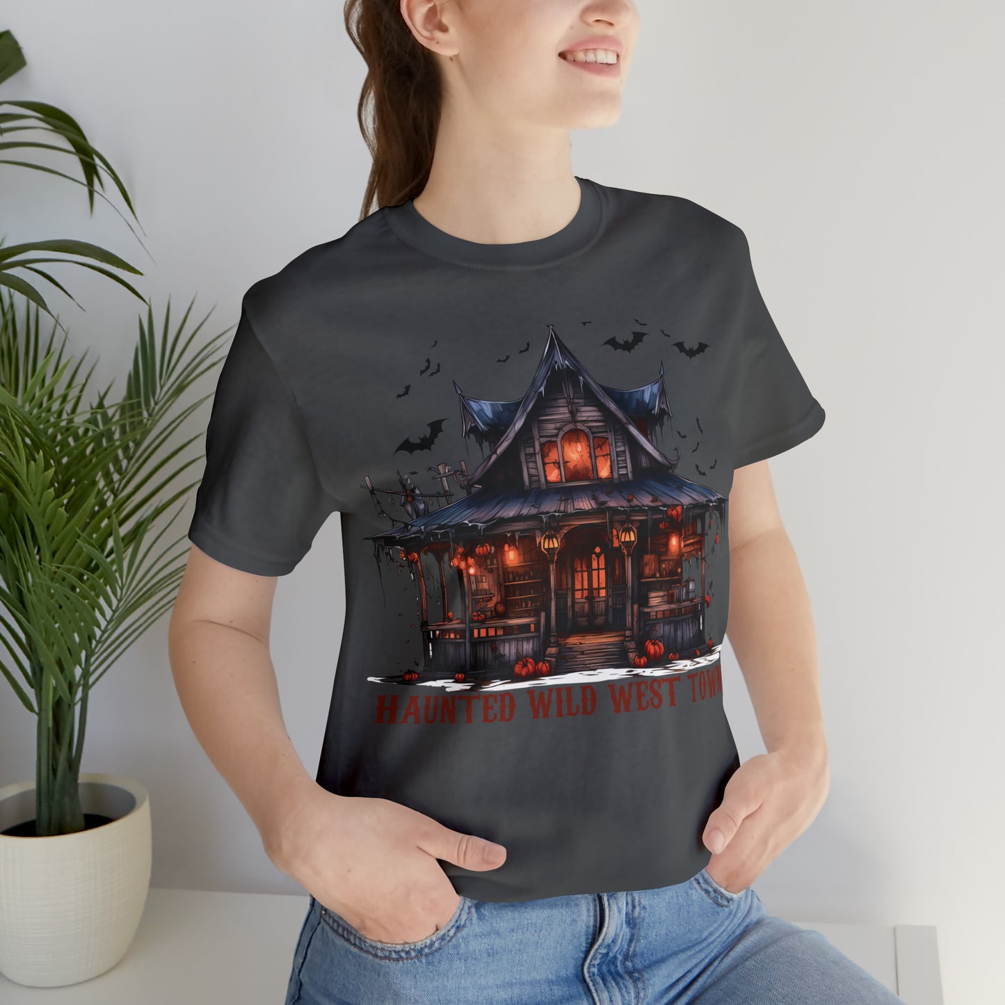 Haunted Wild West Town Halloween Western Unisex Jersey Short Sleeve Tee Gifts for Him Gifts For Her