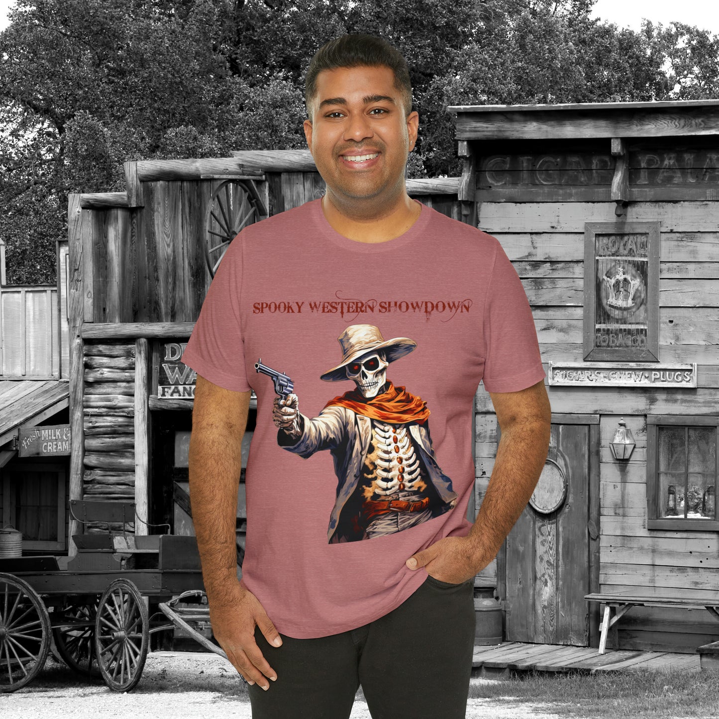 Spooky Western Showdown Western Halloween Unisex Jersey Short Sleeve Tee Gifts For Her Gifts For Him