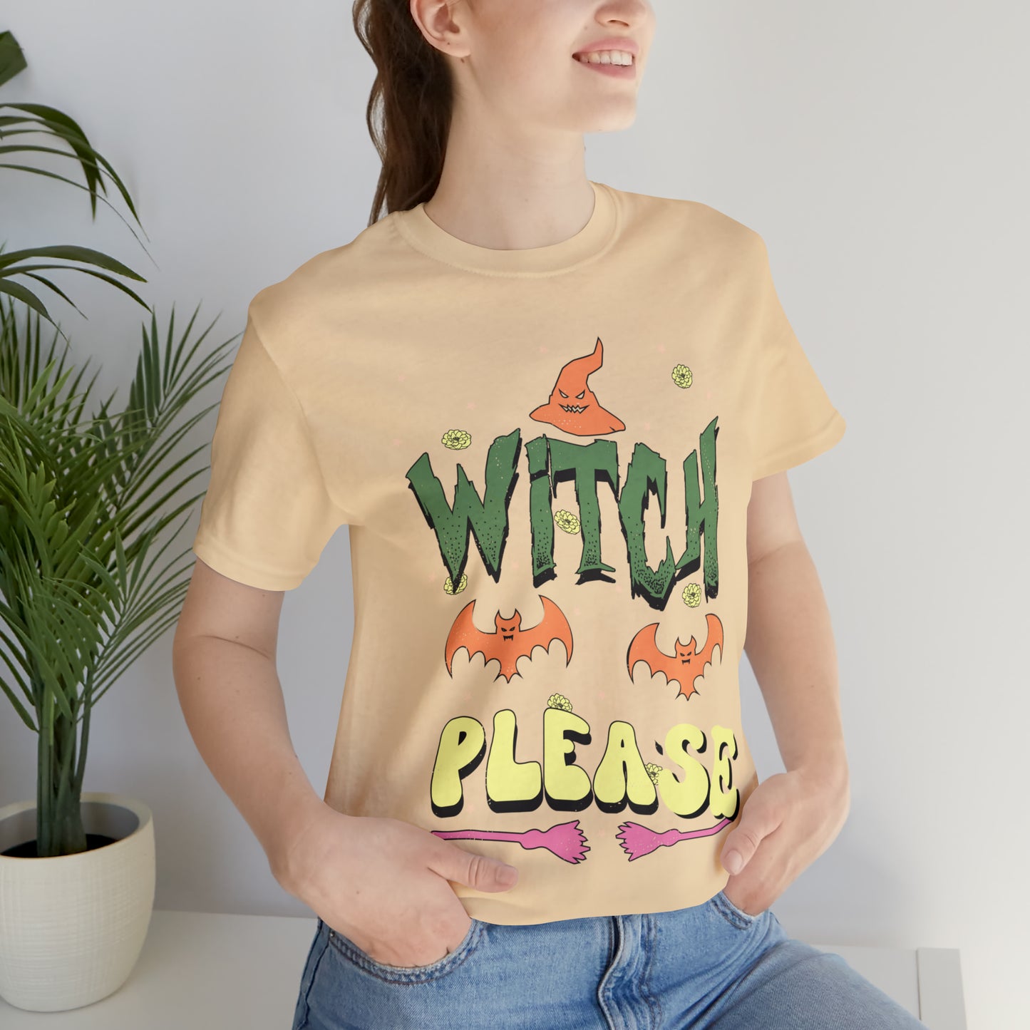 Witch Please Retro Groovy Halloween Unisex Jersey Short Sleeve Tee Gifts for Her Gifts for him