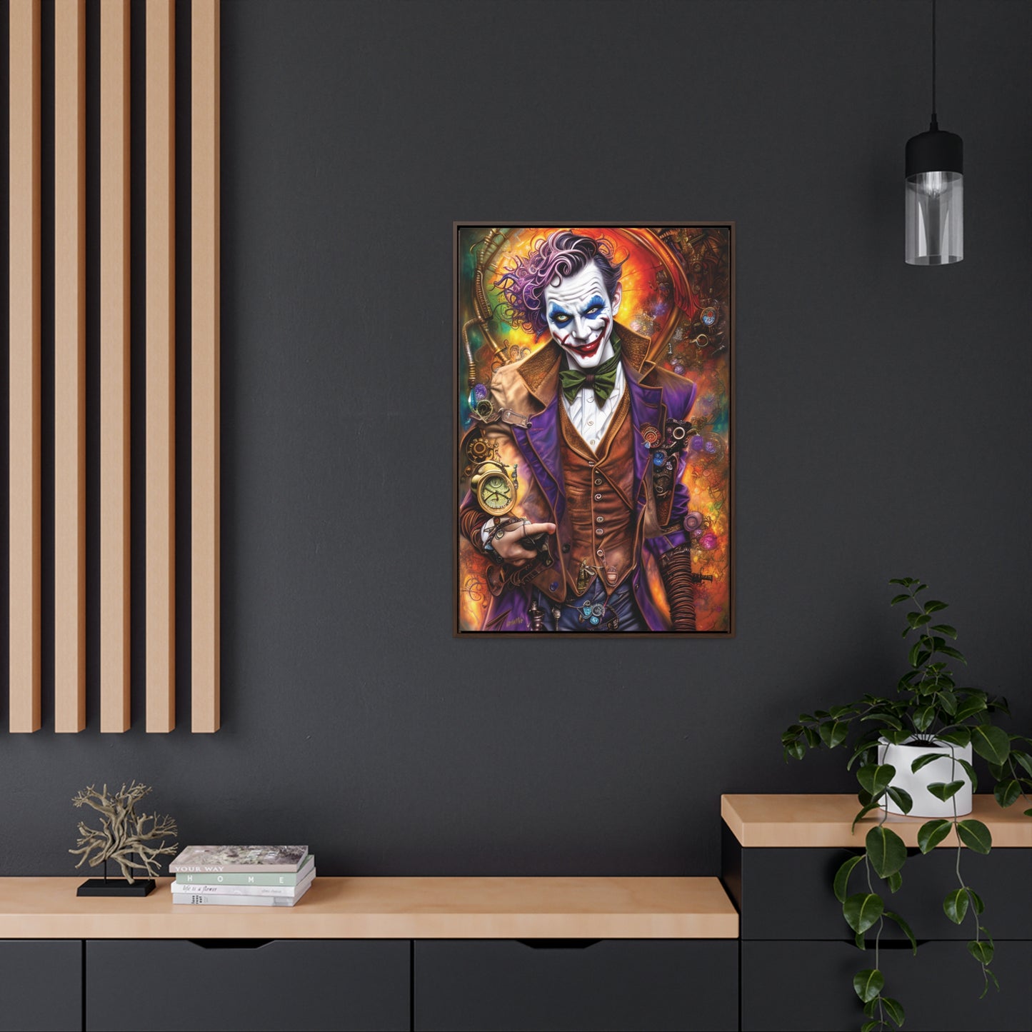 Steampunk-Joker-Hearts-Tribal-Fractal Gallery Canvas Wraps, Vertical Frame