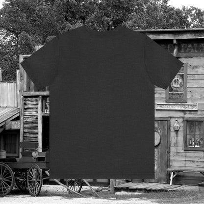 Spooky Saloon Showdown Gunslinging Skeleton Cowboy Halloween Unisex Jersey Short Sleeve Tee