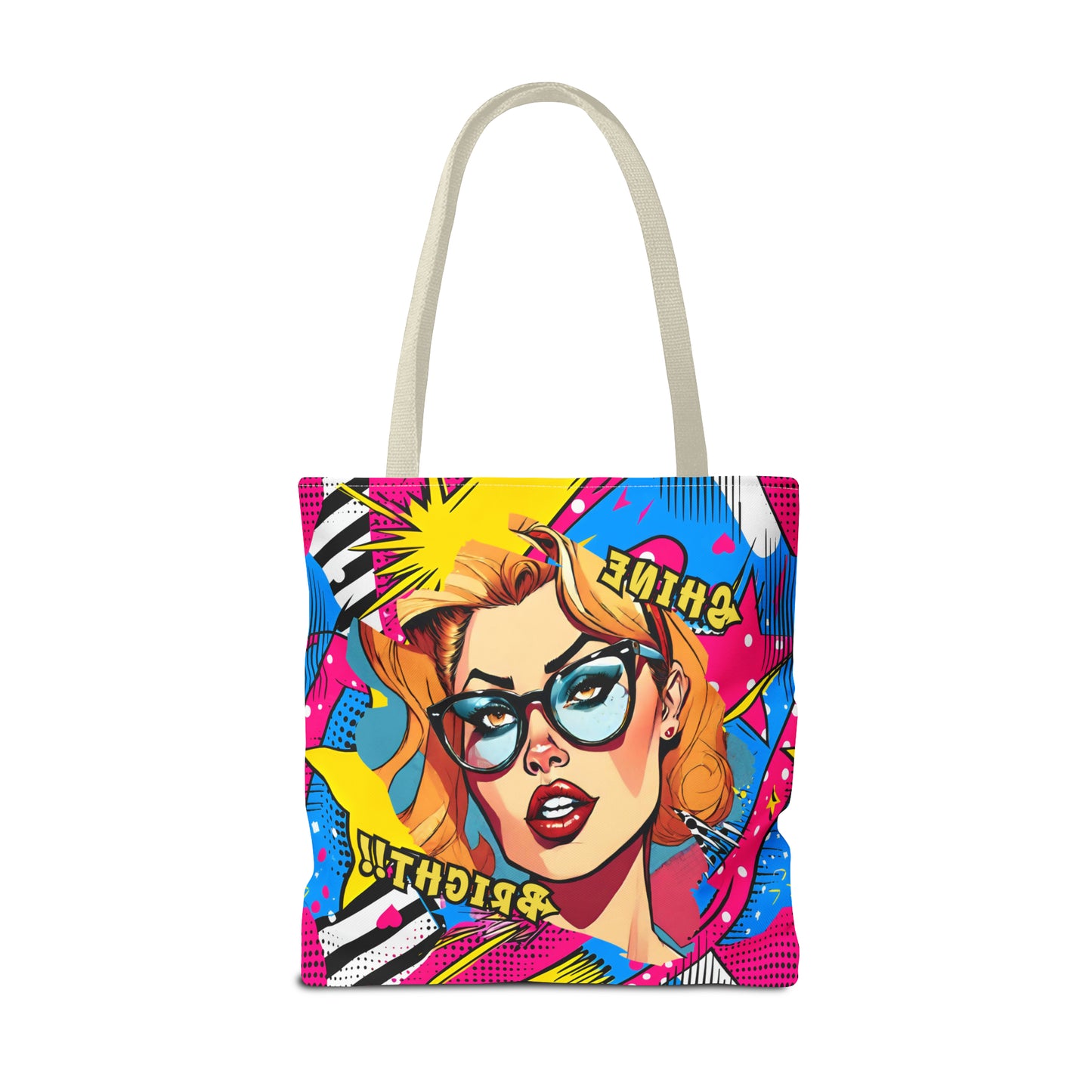 Shine Bright Lady on a Abstract Comic Pop AOP Tote Bag