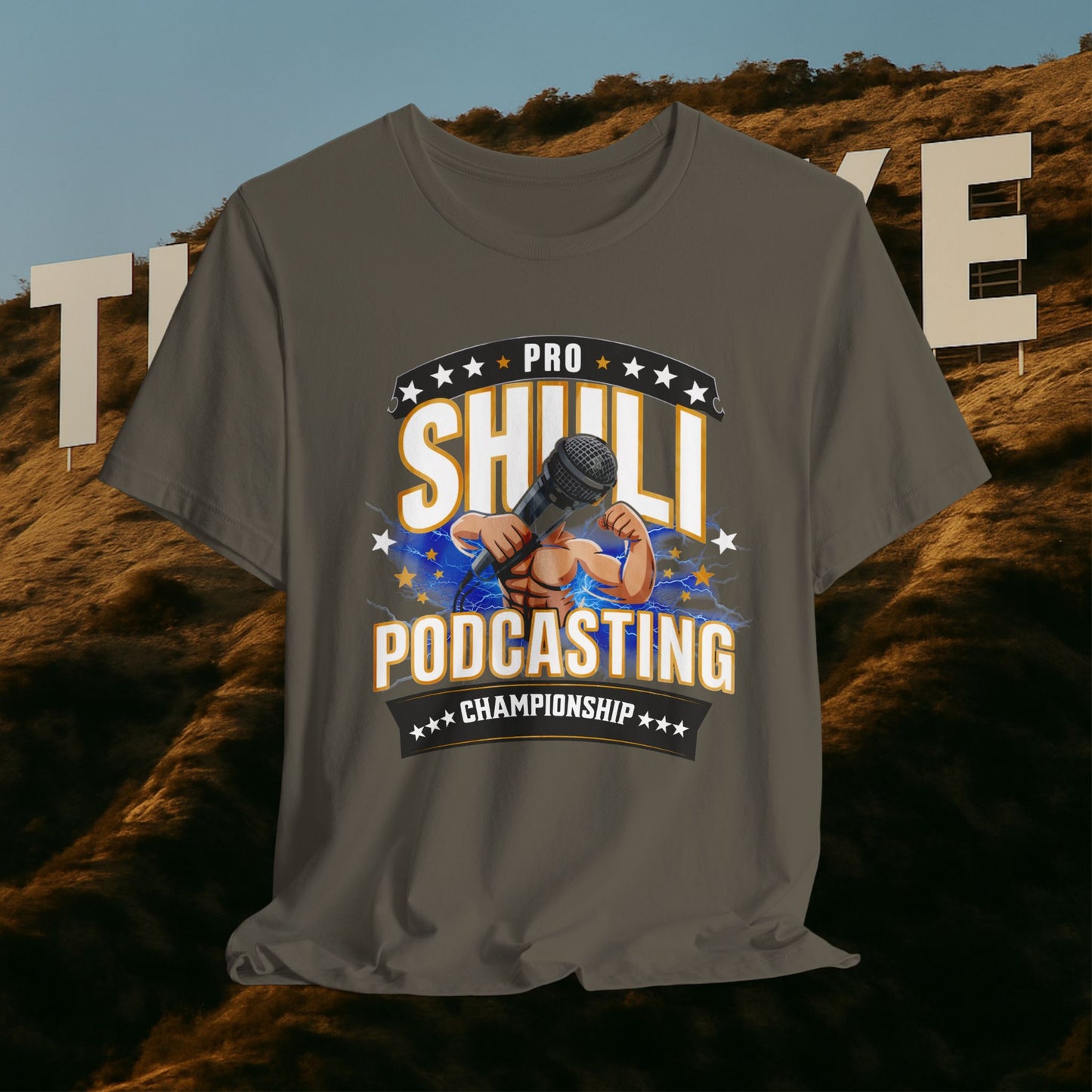 “Podcasting Championship Tee — Because Your Mic Deserves a Belt Too”