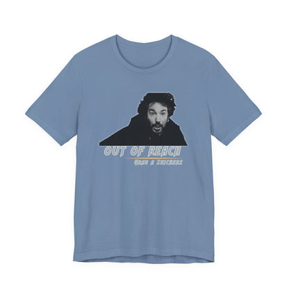 Inspired Parody Die Hard Hans Gruber Tee: Out of Reach, Grab a Snickers! Unisex Jersey Short Sleeve Tee