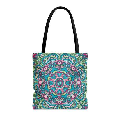 Green and Blue Boho Vibes Tote Bag - AOP Design for Stylish Carrying