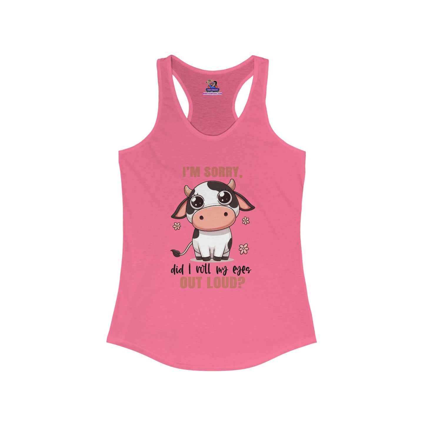 Moo-dy Glance: The Sassy Cow Racerback Women's Ideal Racerback Tank