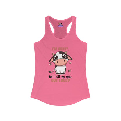 Moo-dy Glance: The Sassy Cow Racerback Women's Ideal Racerback Tank