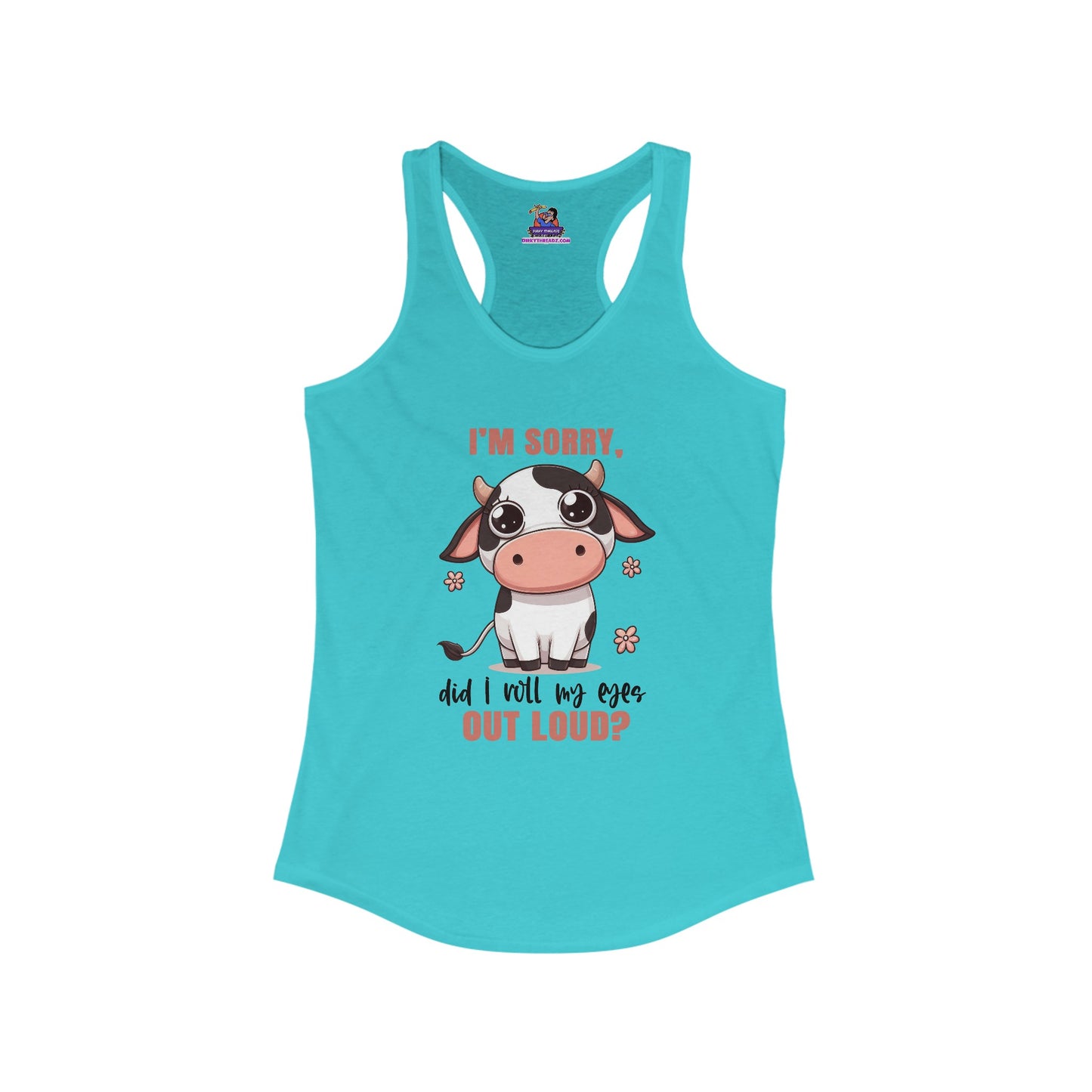 Moo-dy Glance: The Sassy Cow Racerback Women's Ideal Racerback Tank