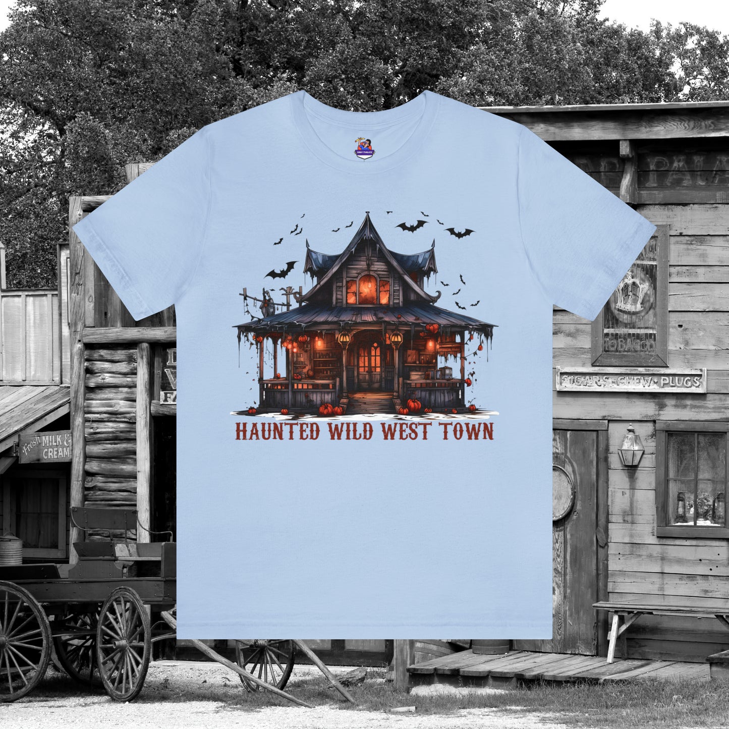 Haunted Wild West Town Halloween Western Unisex Jersey Short Sleeve Tee Gifts for Him Gifts For Her