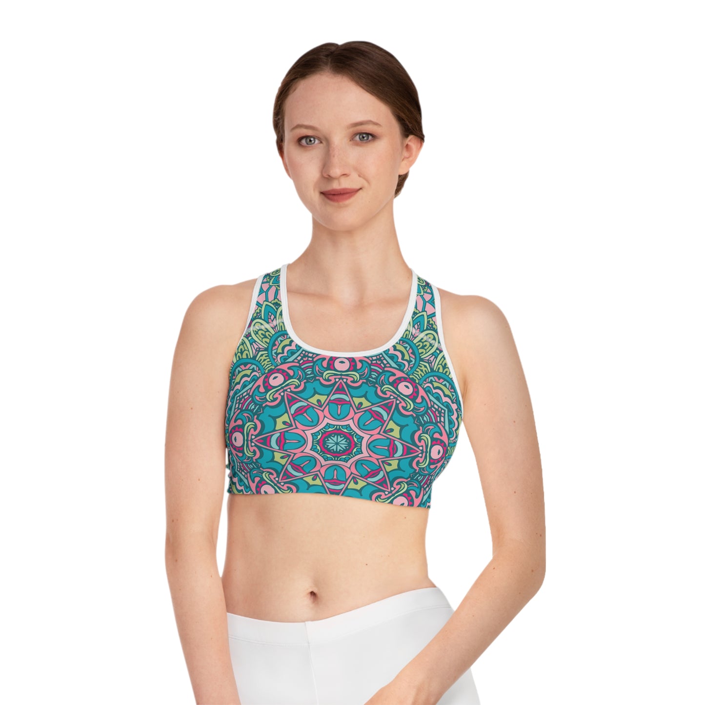 Green and Blue Boho Vibes Sports Bra - AOP Design for Stylish Support Sports Bra (AOP)