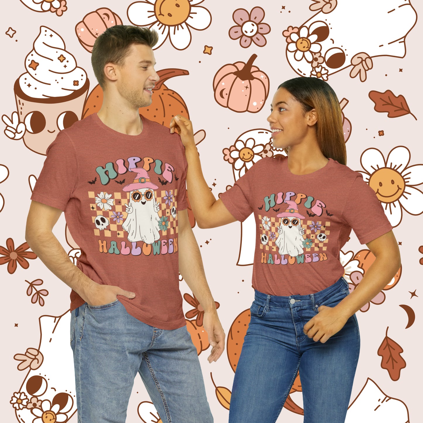 Hippie Halloween Retro Groovy Unisex Jersey Short Sleeve Tee Gifts for Him Gifts For her