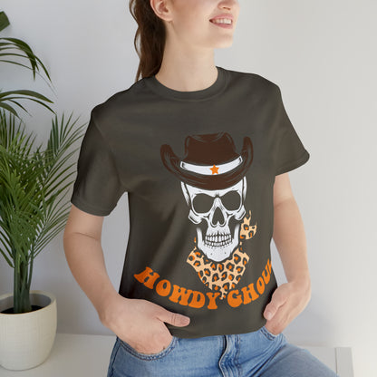 Howdy Ghoul Skeleton Sheriff Retro Halloween Unisex Jersey Short Sleeve Tee Gifts for her