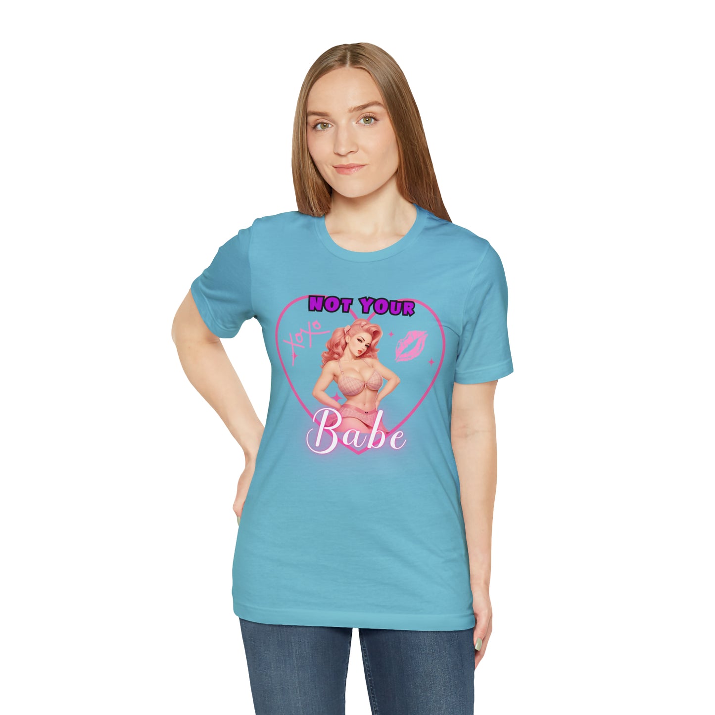 Vintage Pink Pinup Girl "Not Your Babe" on a Bella+Canva 3001 Unisex Jersey T-Shirt - A Must-Have Gift for her