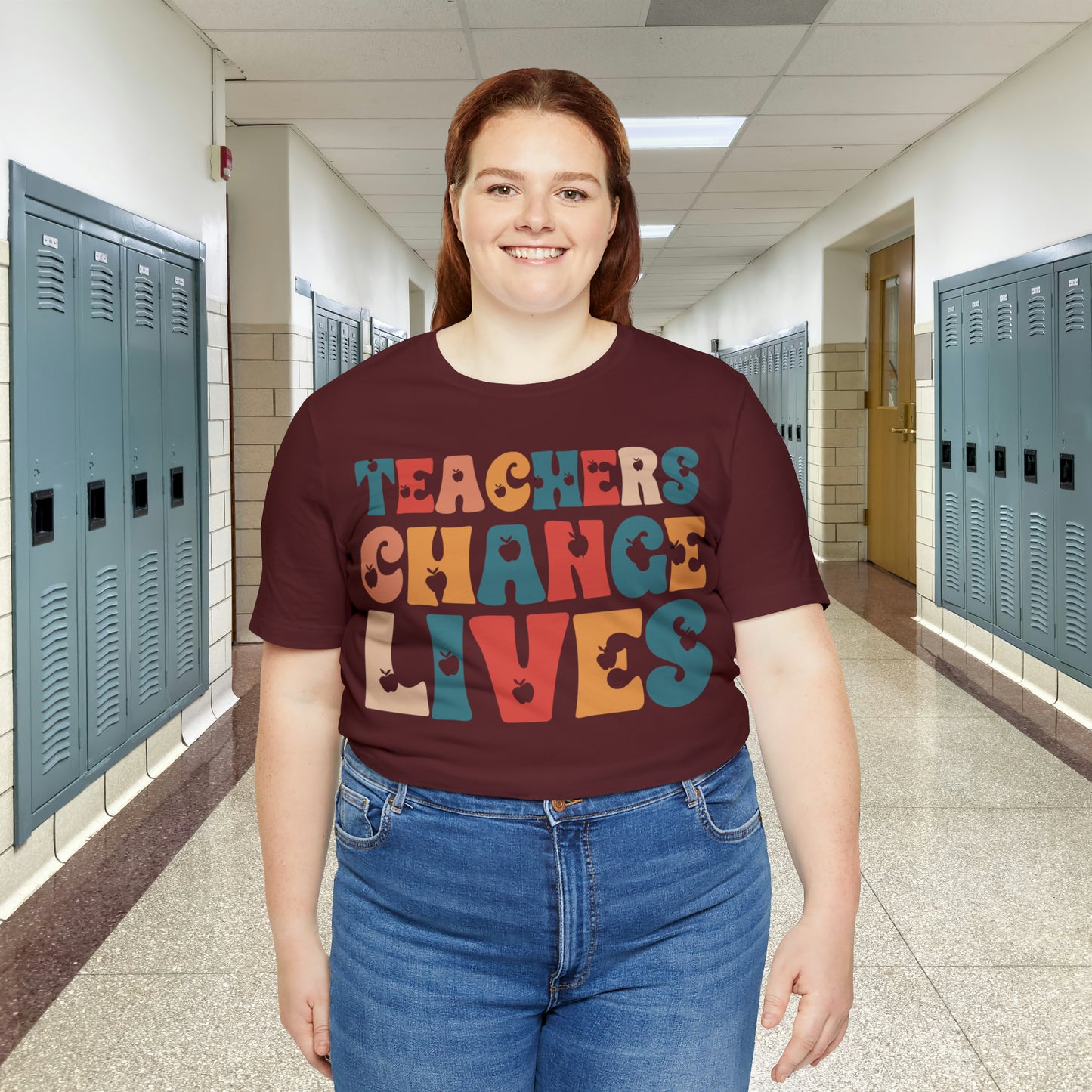 Colorful Teachers Change Lives Back to School Unisex Jersey Short Sleeve Tee Gifts for him, Gifts for Her