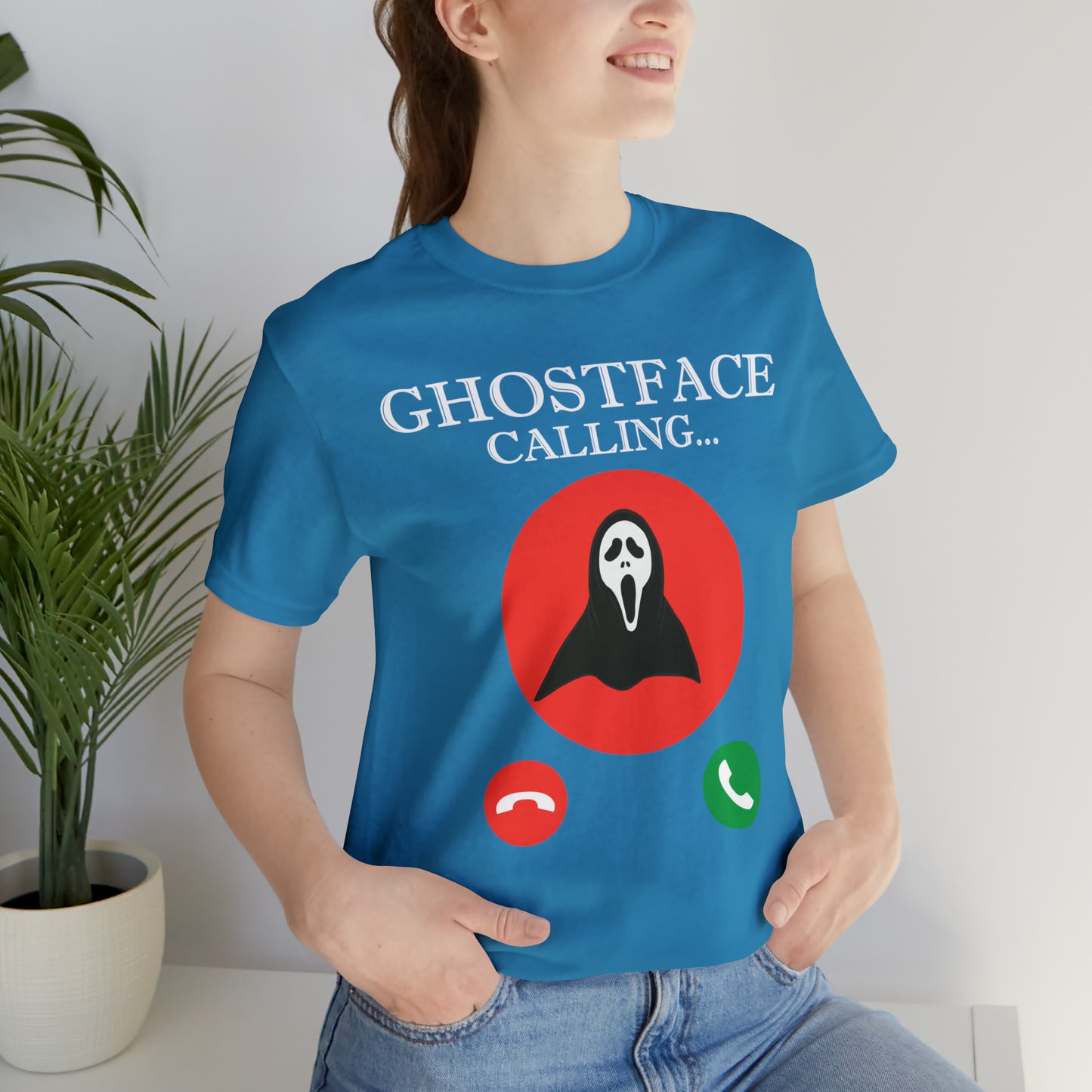 Ghost Face is Calling Halloween Unisex Jersey Short Sleeve Tee Gifts For her Gifts for Him