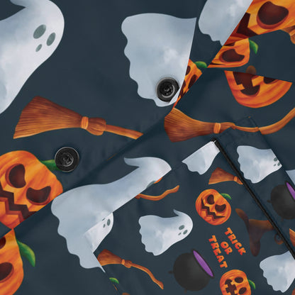 Halloween Trick or Treat Ghosts Witch Hats Jack o Lanterns Women's Satin Pajamas (AOP)