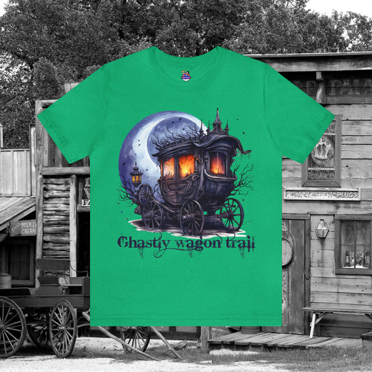 Ghostly Wagon Trail Western Halloween Unisex Jersey Short Sleeve Tee Gifts for her Gifts for him