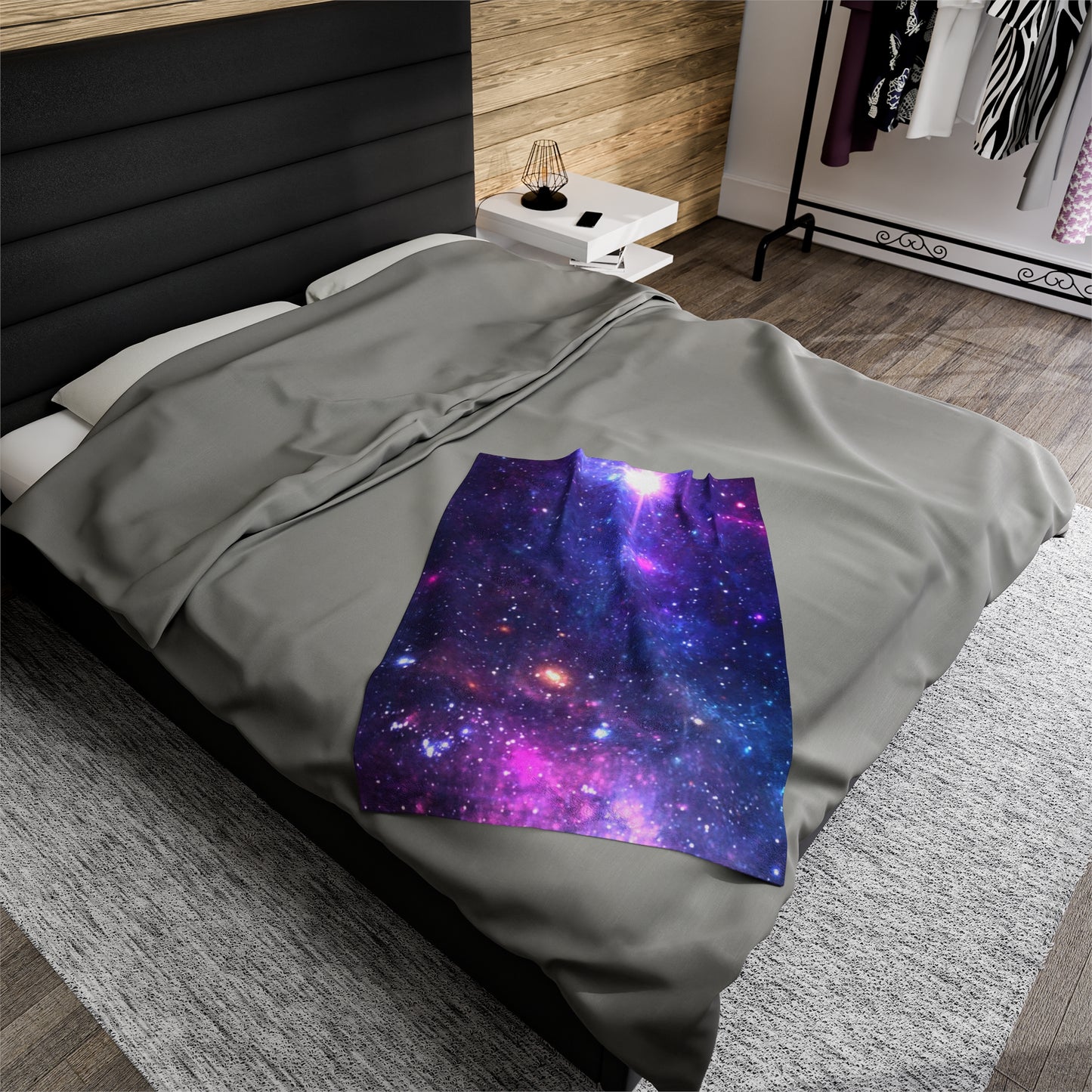 Purple Beyond the Stars Outer Space Out of this World Velveteen Plush Blanket