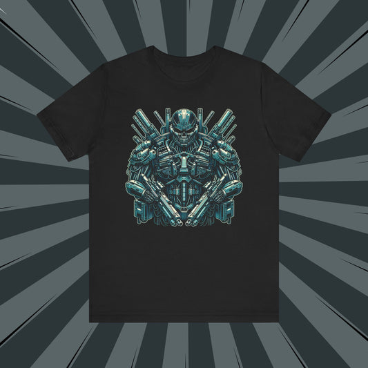 Cyber Warrior Unisex Jersey Tee, Geeky T-Shirt, Sci-Fi Apparel, Graphic Tee, Gift for Gamers, Futuristic Fashion