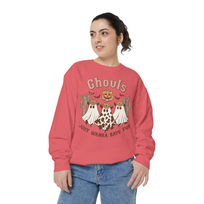 Ghouls Just Wanna Have Fun Western Halloween Unisex Garment-Dyed Sweatshirt