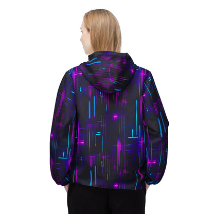 Sci-fi Fanatic Neon Circuit Board Windbreaker Jacket (AOP) #GeekChic #NeonDreams #FashionWithAFlash"