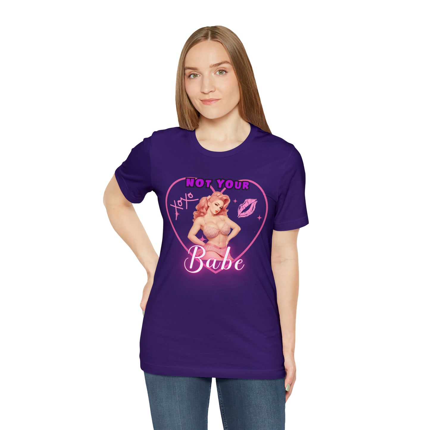 Vintage Pink Pinup Girl "Not Your Babe" on a Bella+Canva 3001 Unisex Jersey T-Shirt - A Must-Have Gift for her