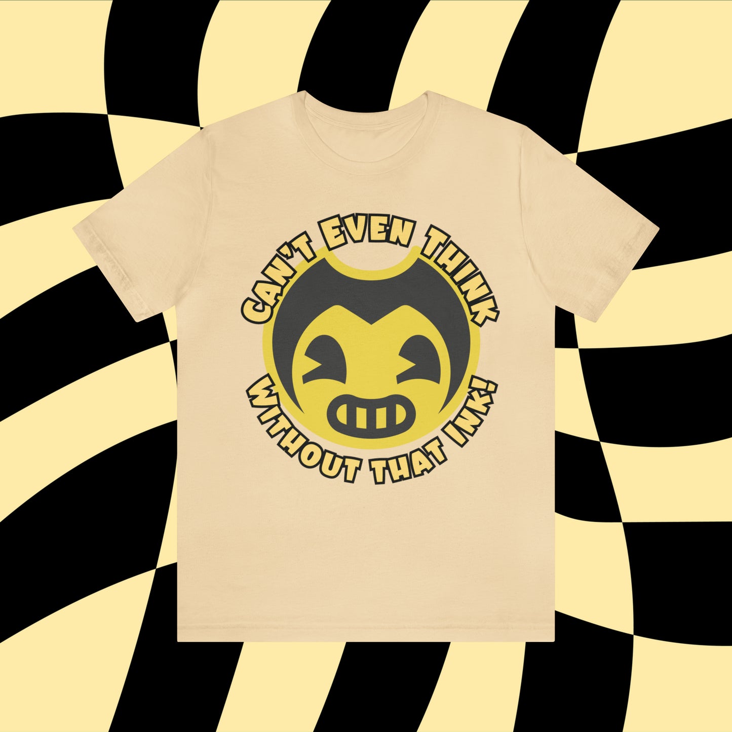 Bendy and the Ink Machine Inspired Unisex Jersey Tee | 'Can't Even Think Without That Ink' | Gamer Shirt | Vintage Style Tee