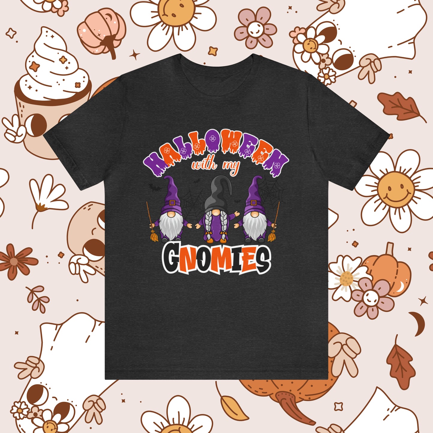 Halloween with my Gnomies Unisex Jersey Short Sleeve Tee Gifts for Him Gifts for Her