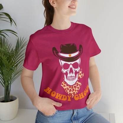Howdy Ghoul Skeleton Sheriff Retro Halloween Unisex Jersey Short Sleeve Tee Gifts for her