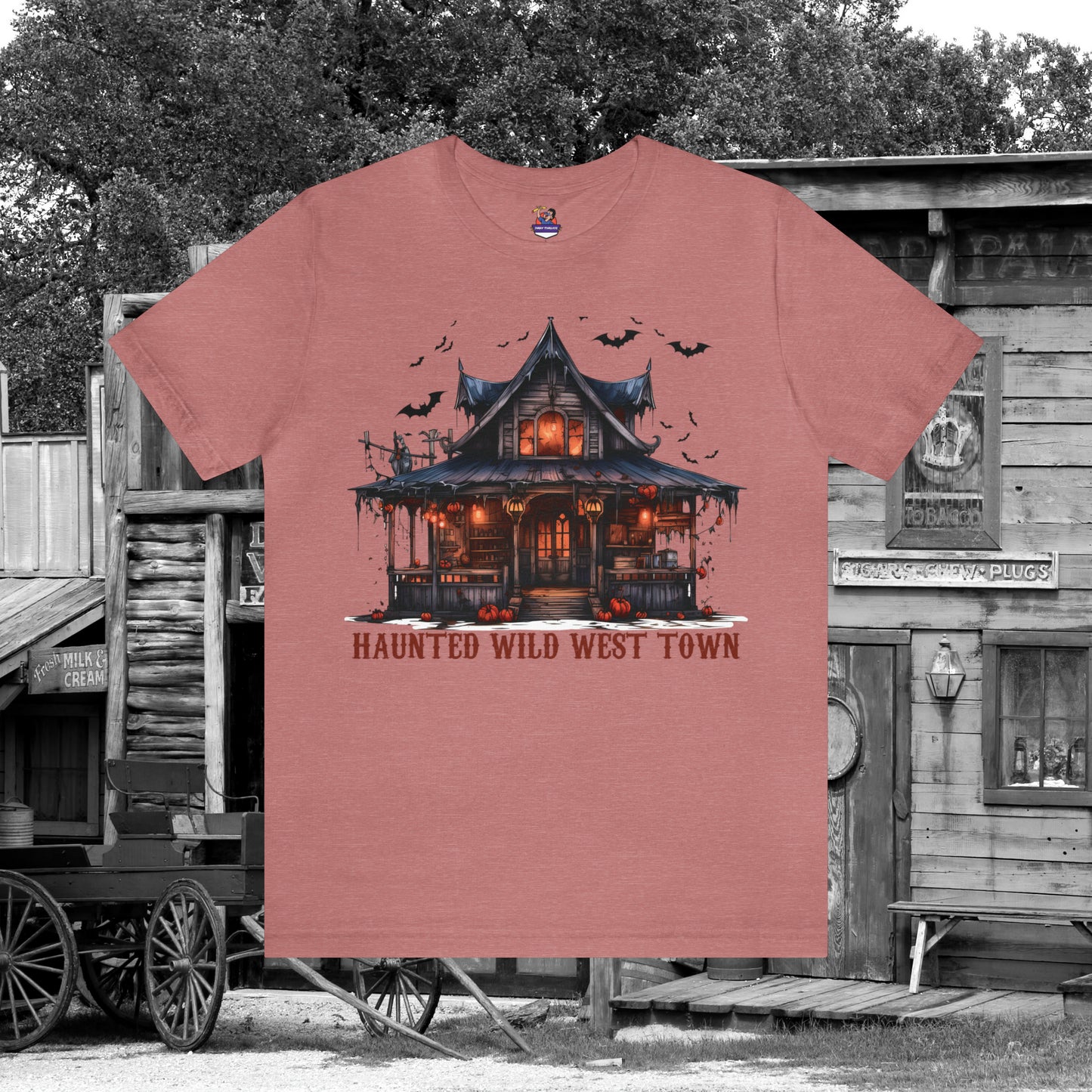 Haunted Wild West Town Halloween Western Unisex Jersey Short Sleeve Tee Gifts for Him Gifts For Her