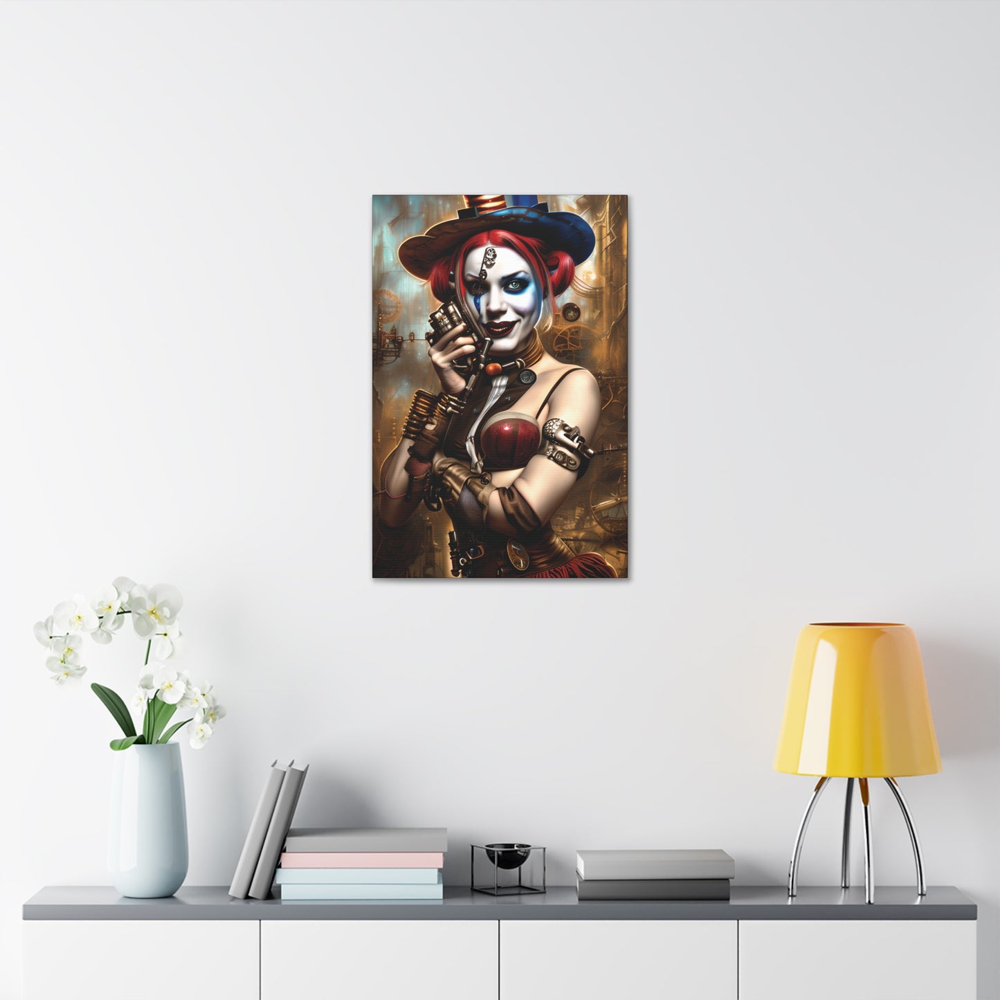 Hyper Realistic Steampunk Harley Quinn Canvas Stretched, 1.5''