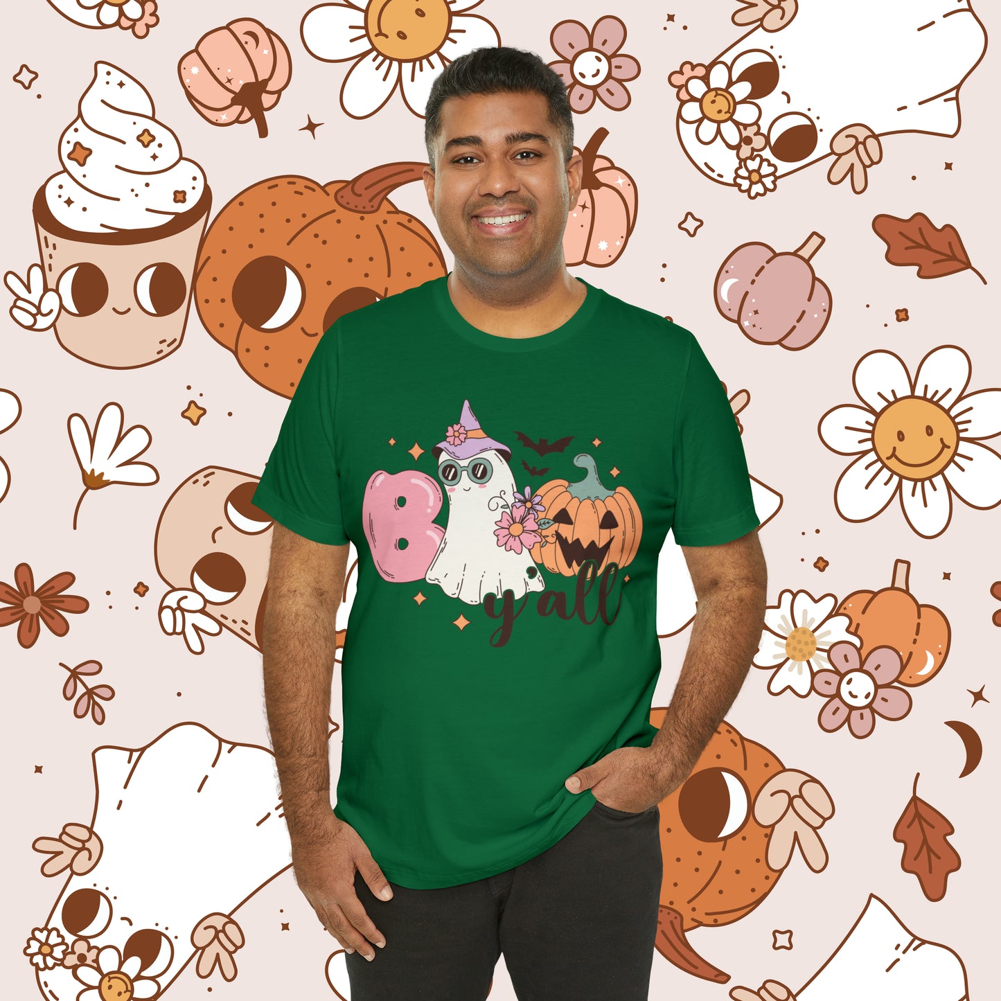 Retro Groovy Boo Y'all Unisex Jersey Short Sleeve Tee Halloween Gifts for Her Gifts for Him