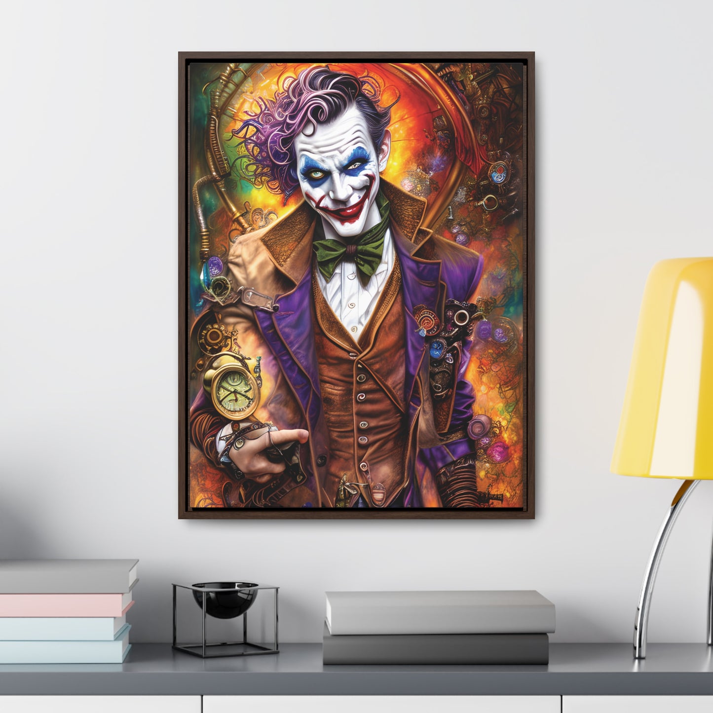 Steampunk-Joker-Hearts-Tribal-Fractal Gallery Canvas Wraps, Vertical Frame