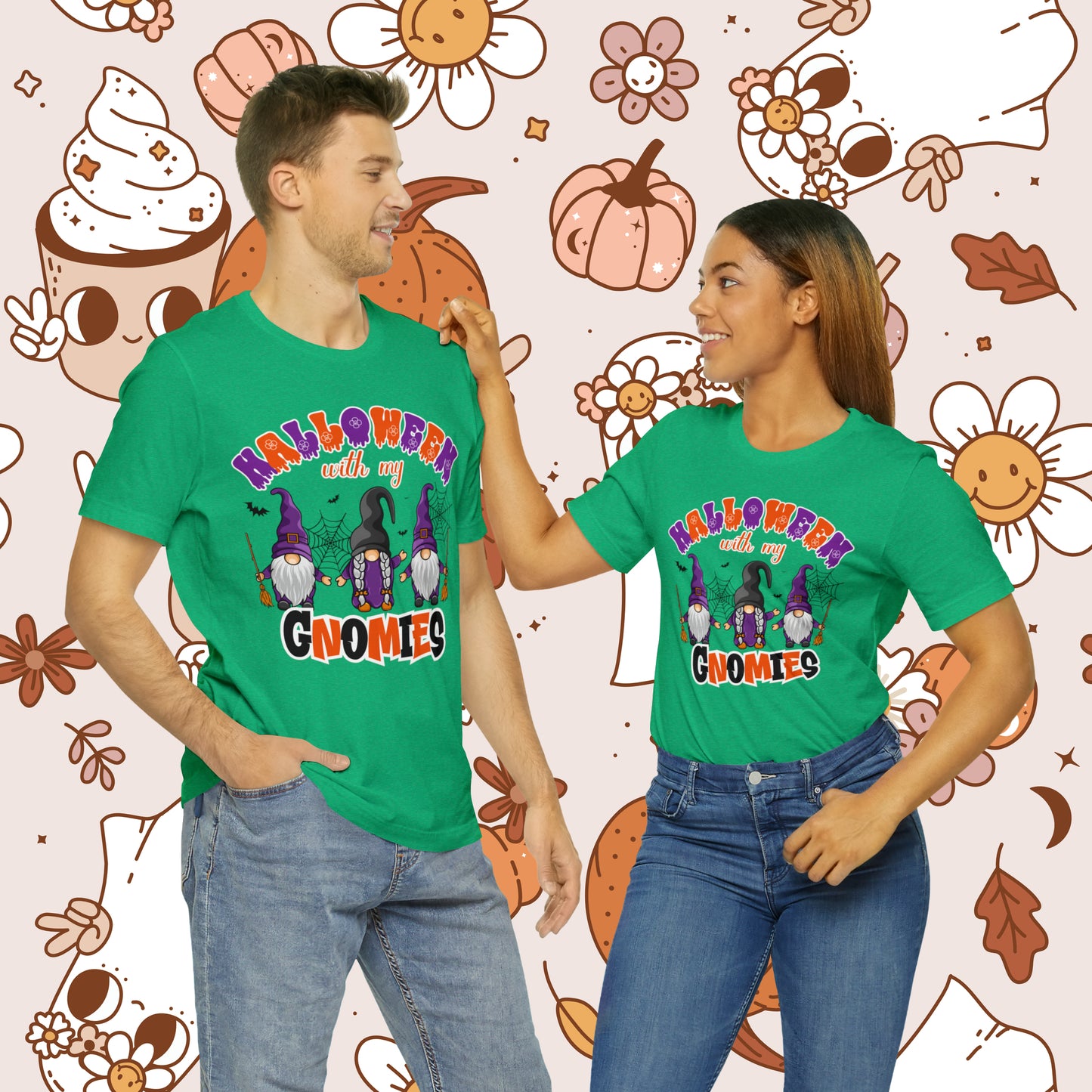 Halloween with my Gnomies Unisex Jersey Short Sleeve Tee Gifts for Him Gifts for Her