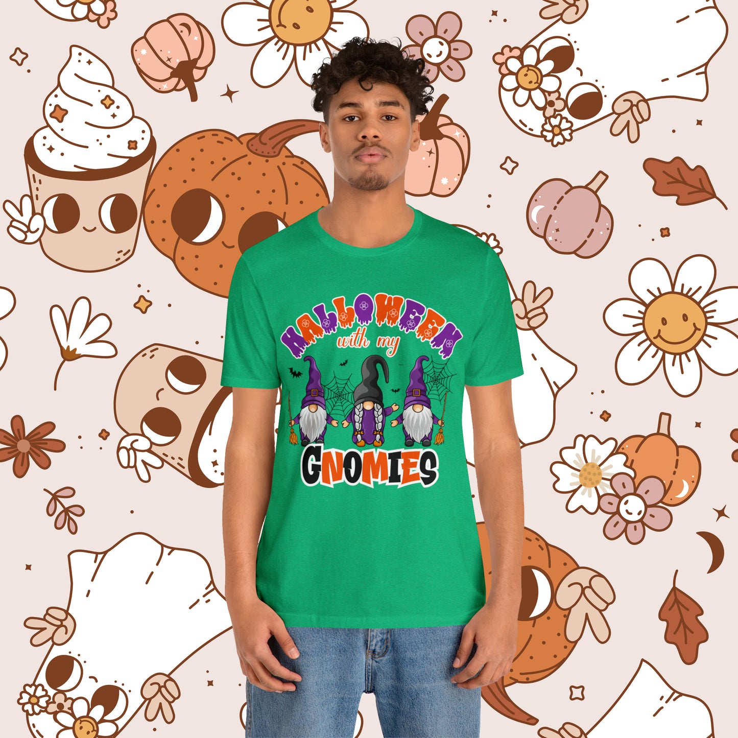 Halloween with my Gnomies Unisex Jersey Short Sleeve Tee Gifts for Him Gifts for Her