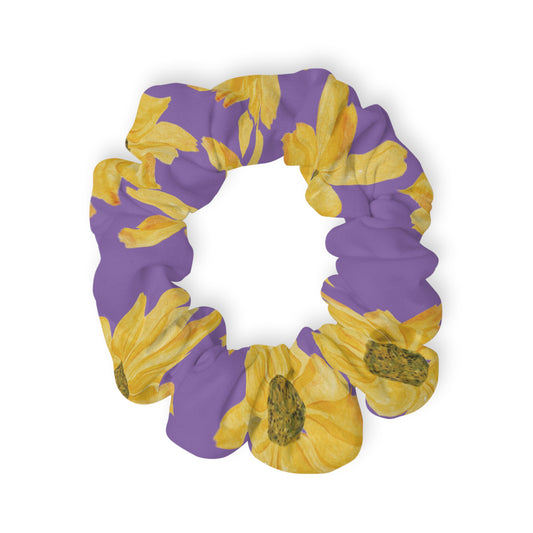 Flowers on a Purple Background Scrunchie