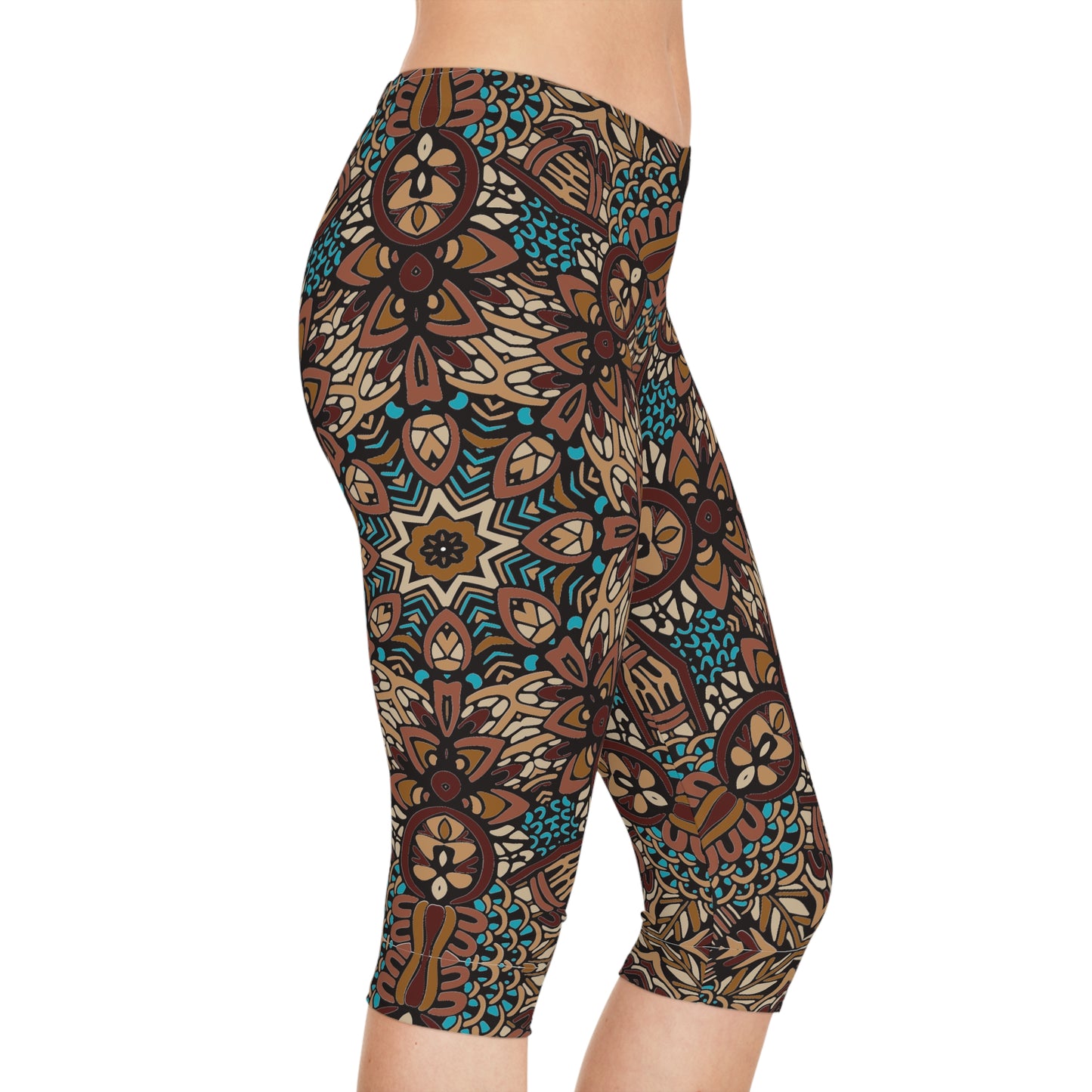 Boho Bliss: Vibrant Print Women's Leggings Women's Capri Leggings (AOP)