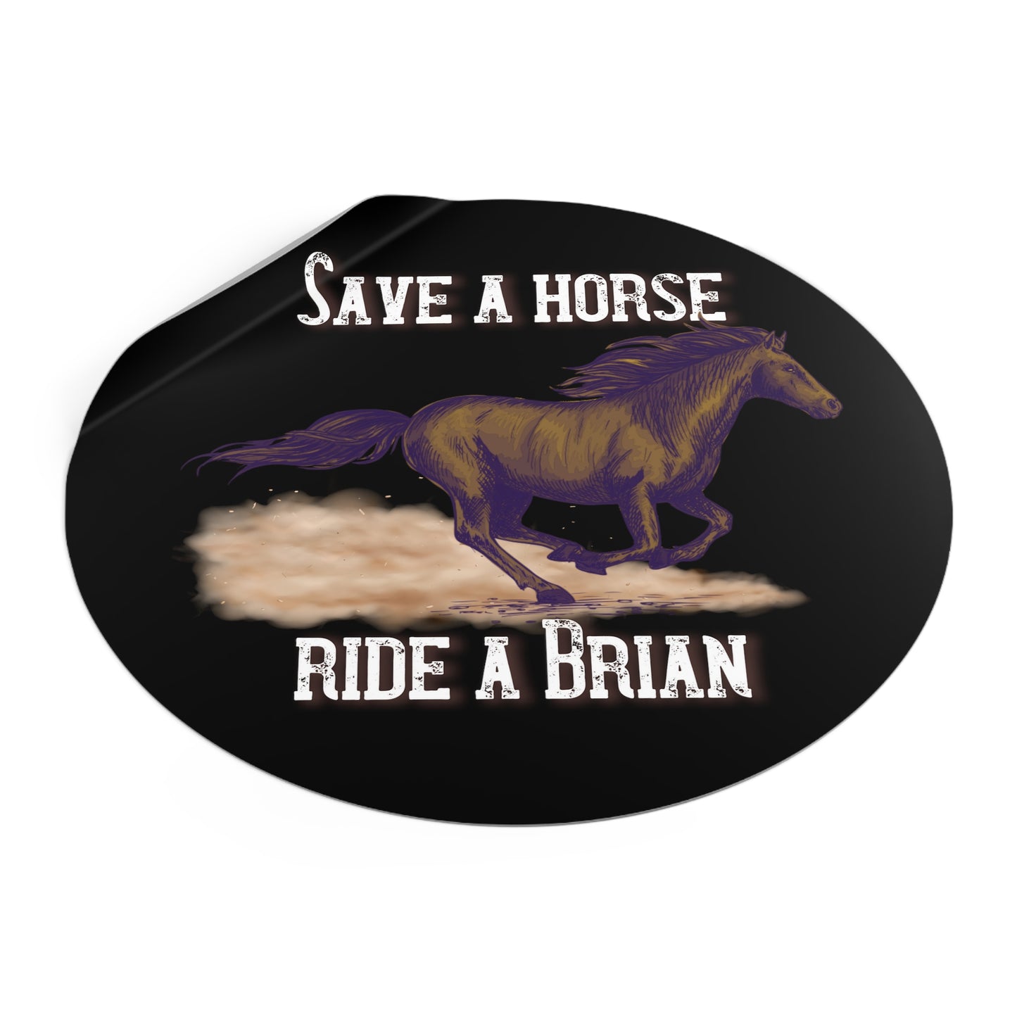 Save a Horse, Ride a Brian Round Vinyl Stickers