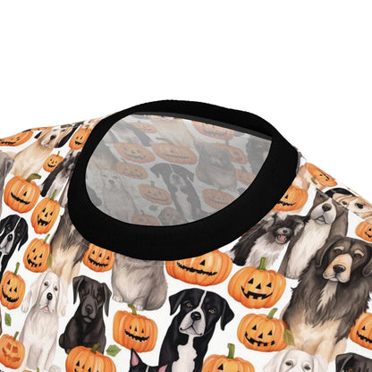 Halloween Dogs and Pumpkins Unisex Cut & Sew Tee (AOP)