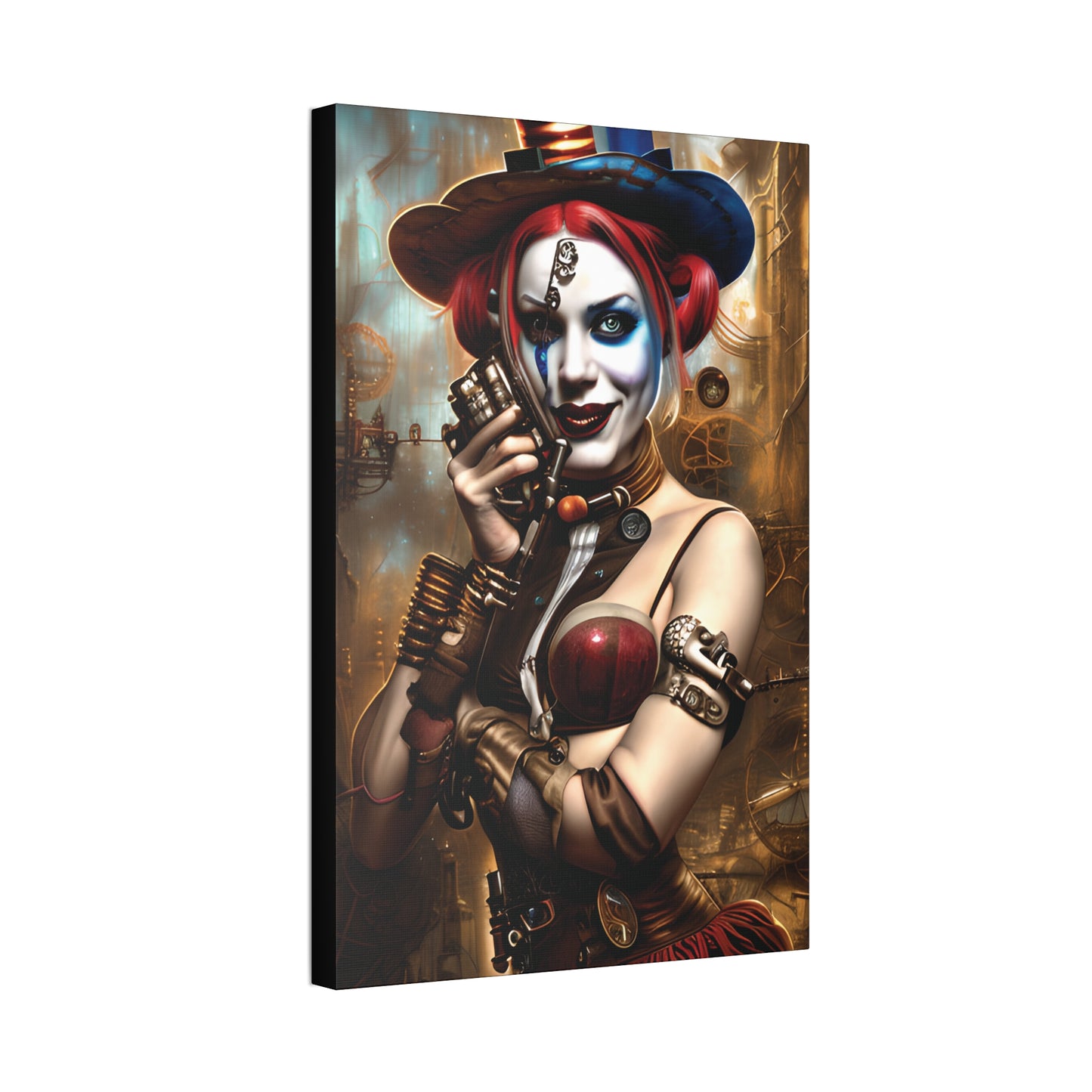 Hyper Realistic Steampunk Harley Quinn Canvas Stretched, 1.5''