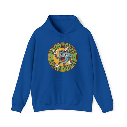 DirkyThreadz Coffee Lover's Hoodie - Playful Cartoon Design for Caffeine Enthusiasts"